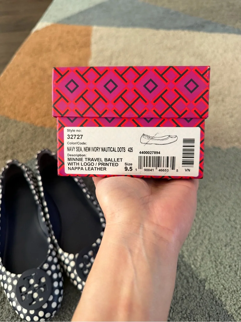 Tory Burch Ivory/Nautical Dot Print Minnie Travel Ballet